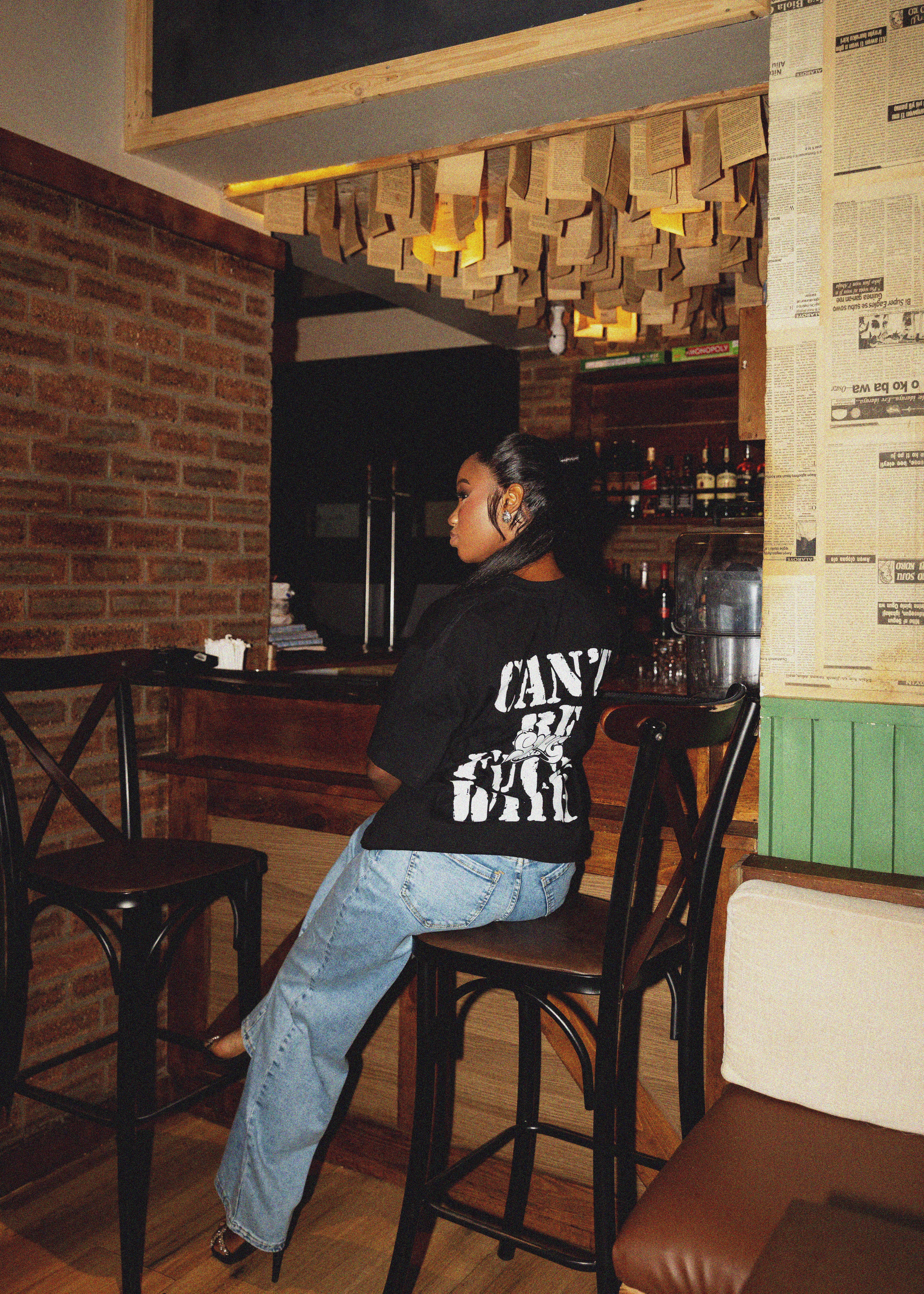 Camiseta Oversized Preta Estampada