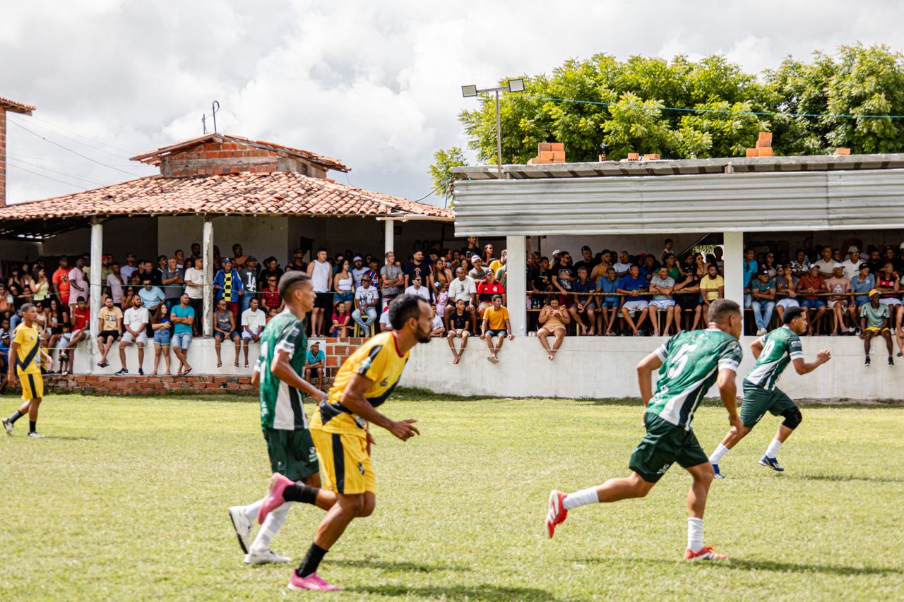 energetic local soccer match with a vibrant crowd on a sunny day