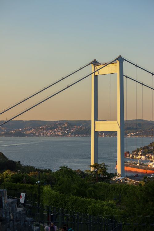 Free Sunset view of the Bosphorus and bridge in Istanbul, Turkey. Stock Photo