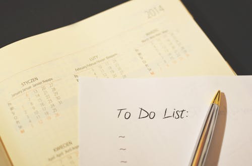 Free Pen on to Do List Paper Stock Photo