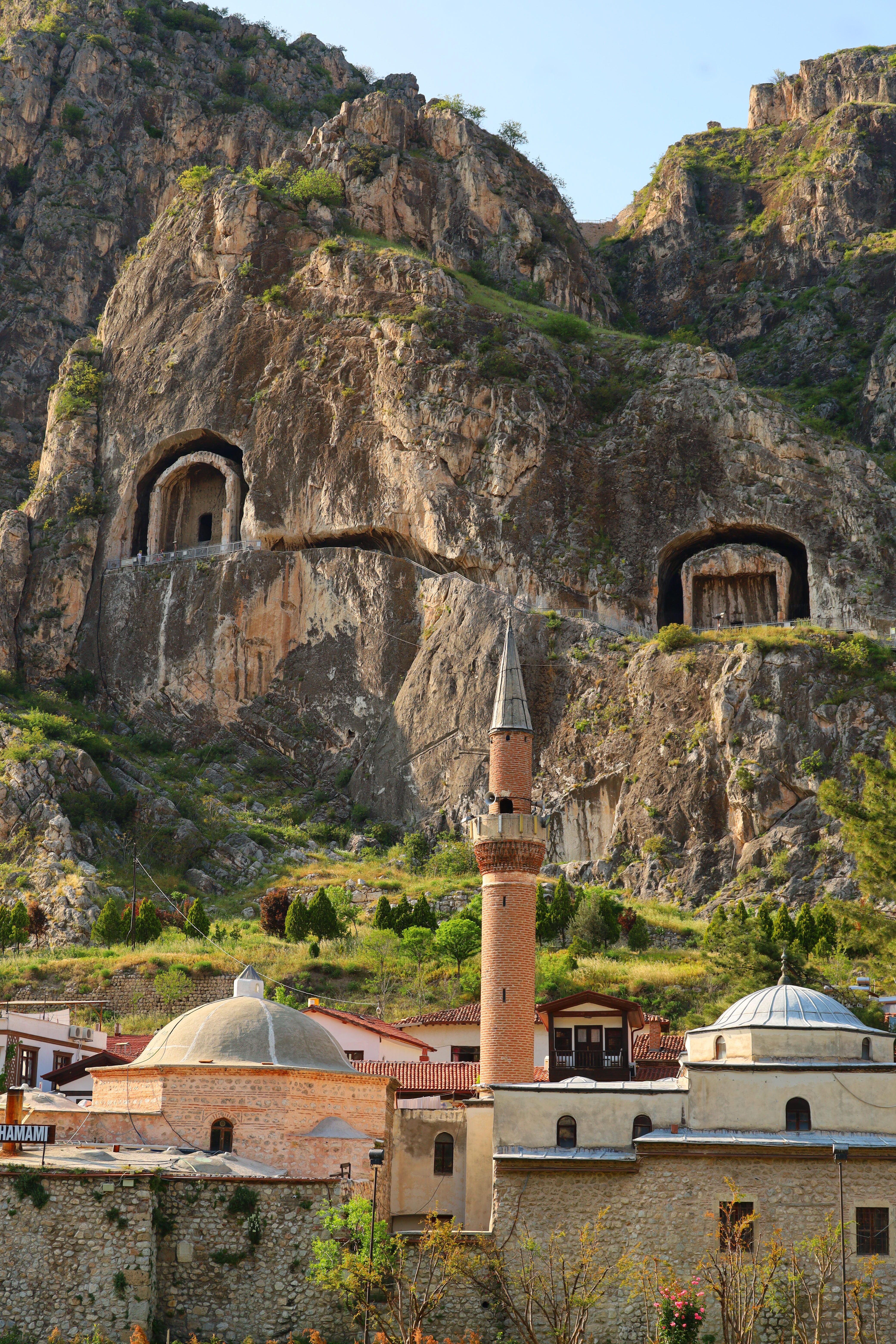 Ancient Rock Tombs and Ottoman Mosque, Turkey · Free Stock Photo