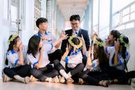 High School Students Celebrating a Teacher