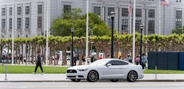 White Sports Car in Urban Park Setting