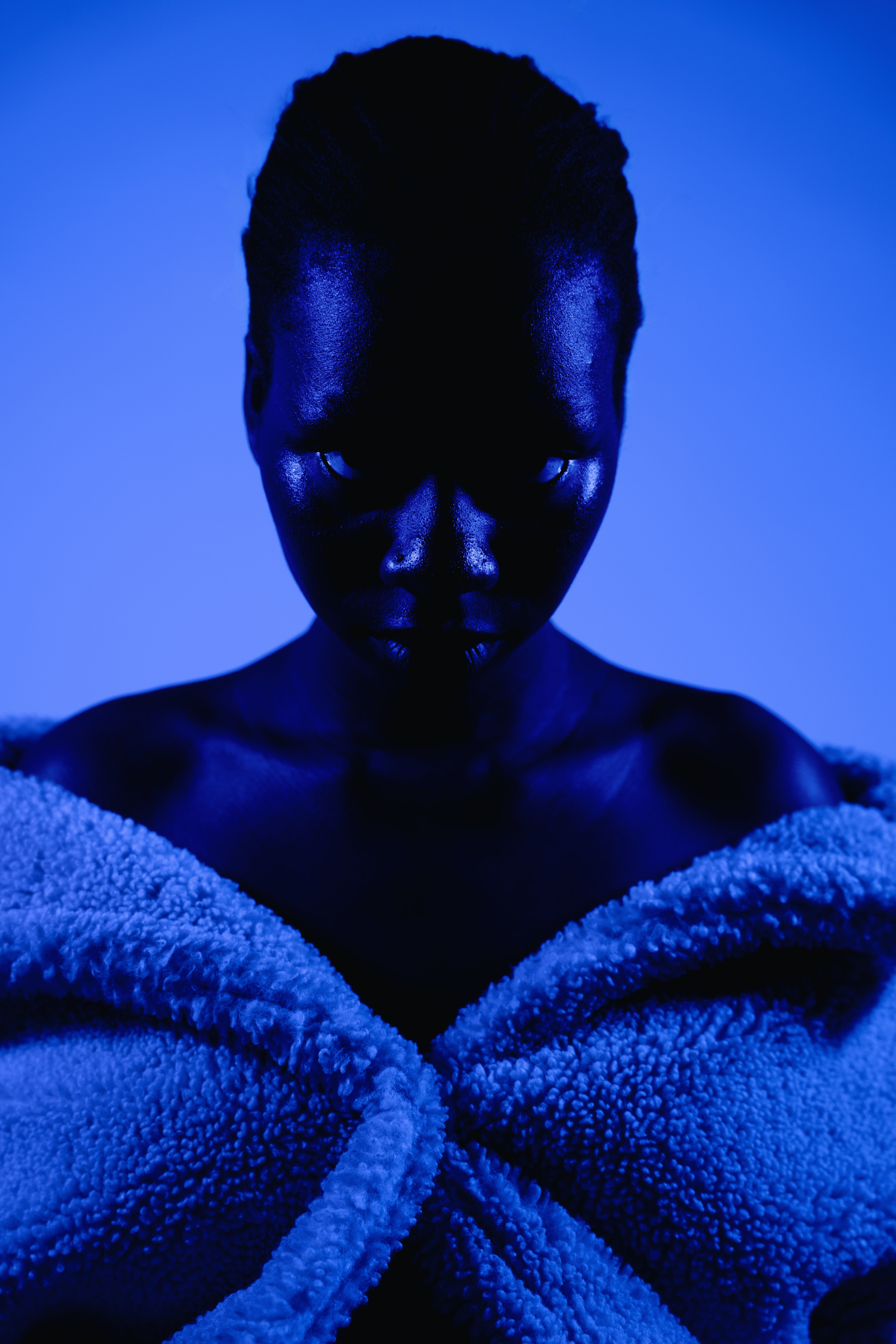 Dramatic Portrait in Blue Light · Free Stock Photo