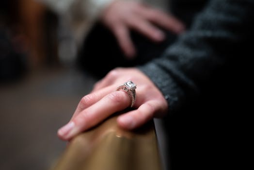 A detailed view of a beautiful engagement ring on hand, capturing romance in Detroit.