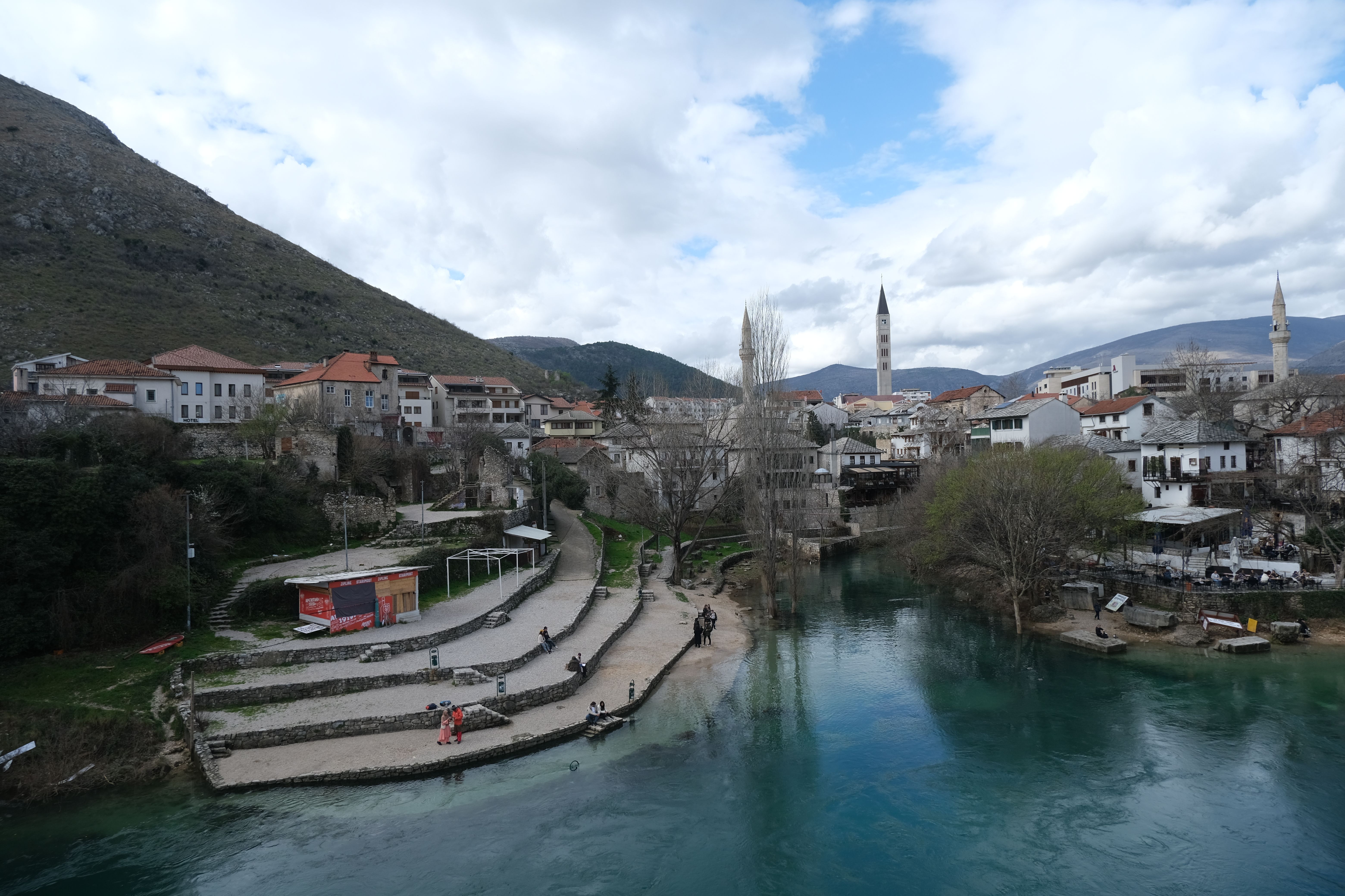 Scenic View of Mostar with River and Mountains · Free Stock Photo