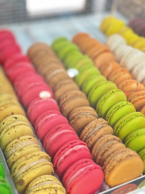 Free Vibrant display of assorted macarons in various colors, close-up view. Stock Photo