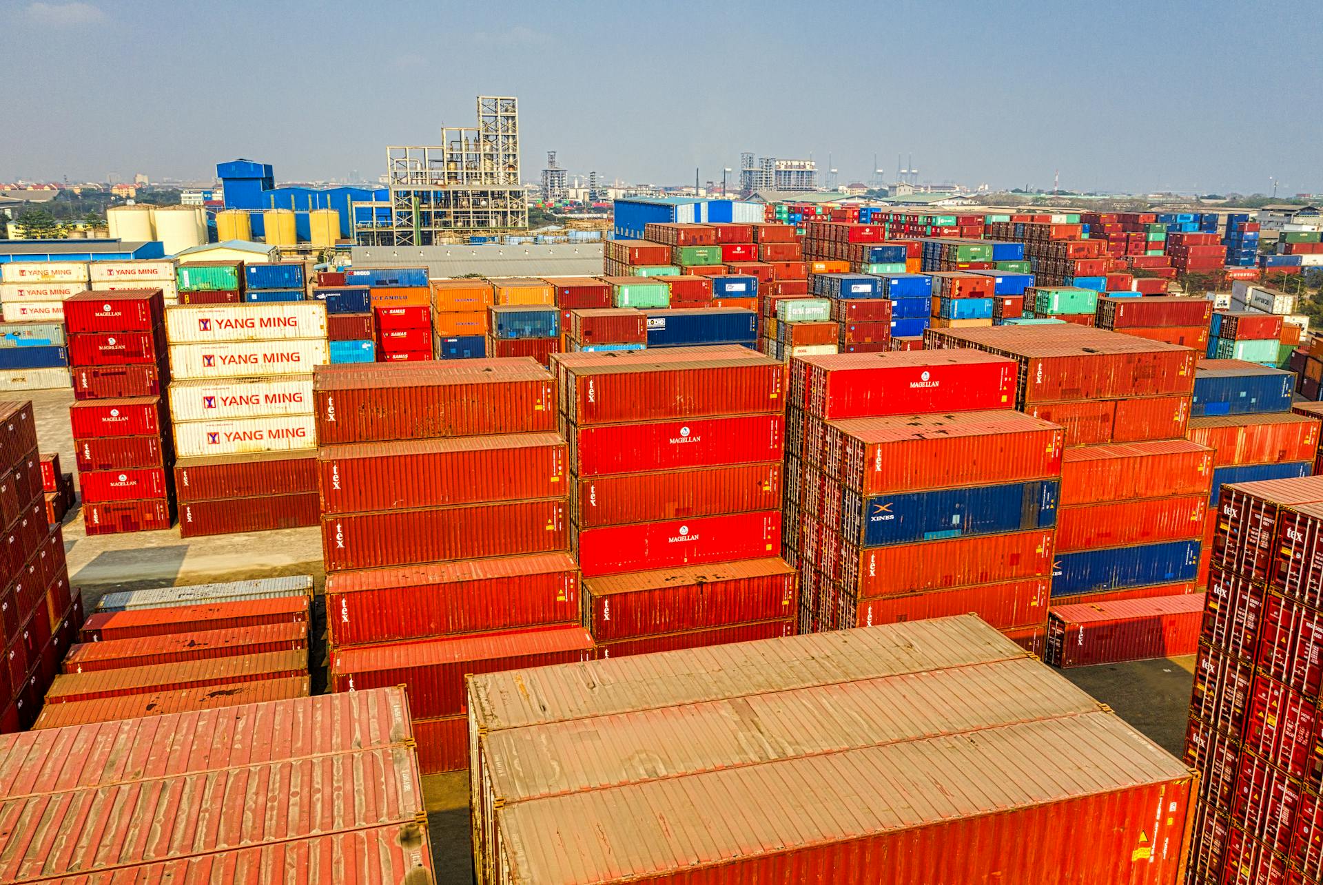 Pile of Container Van Lot
