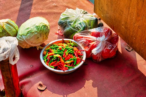 Free Cabbages and Chillies Stock Photo