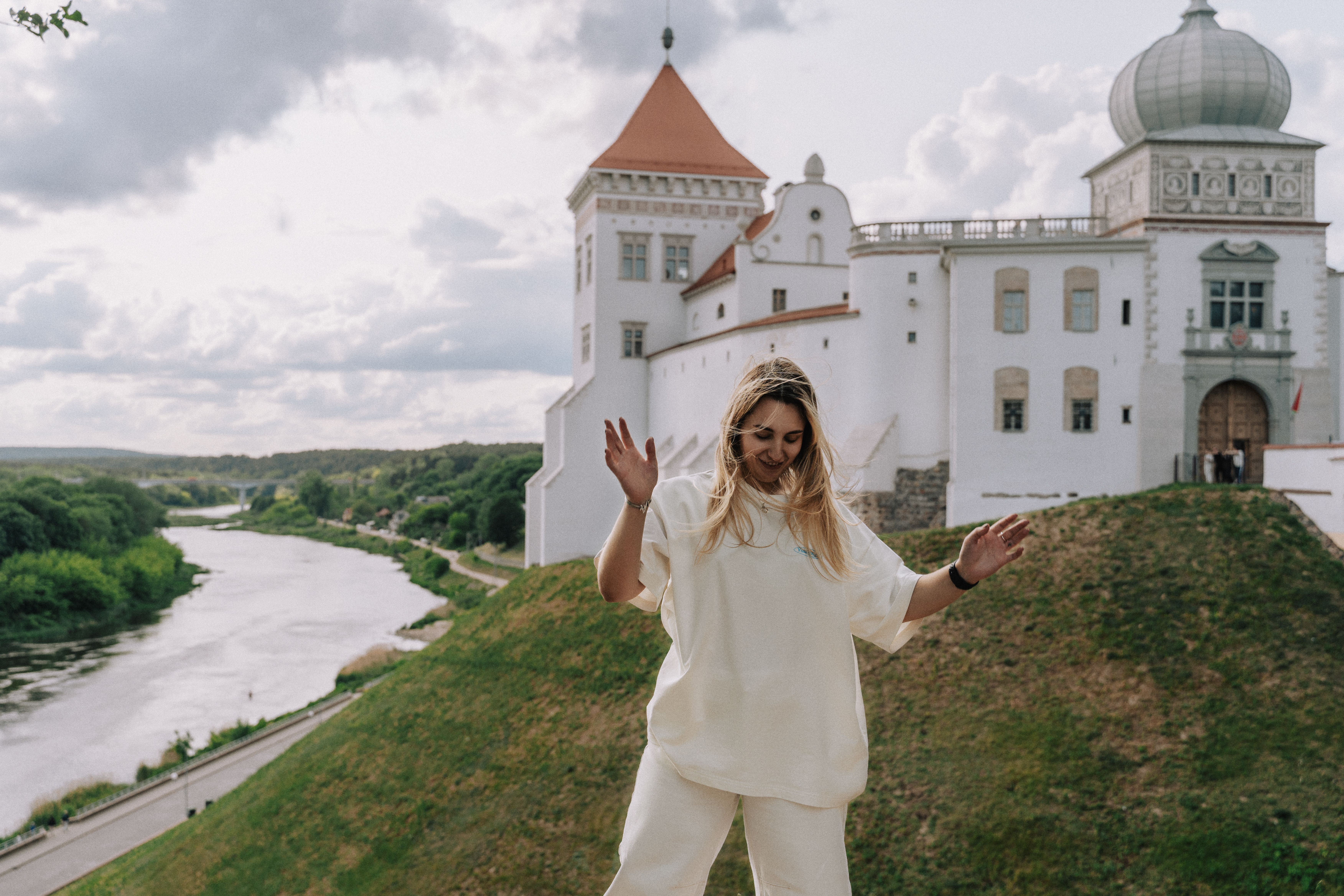 Narva's Hermann Castle and riverside promenade above the Narva river