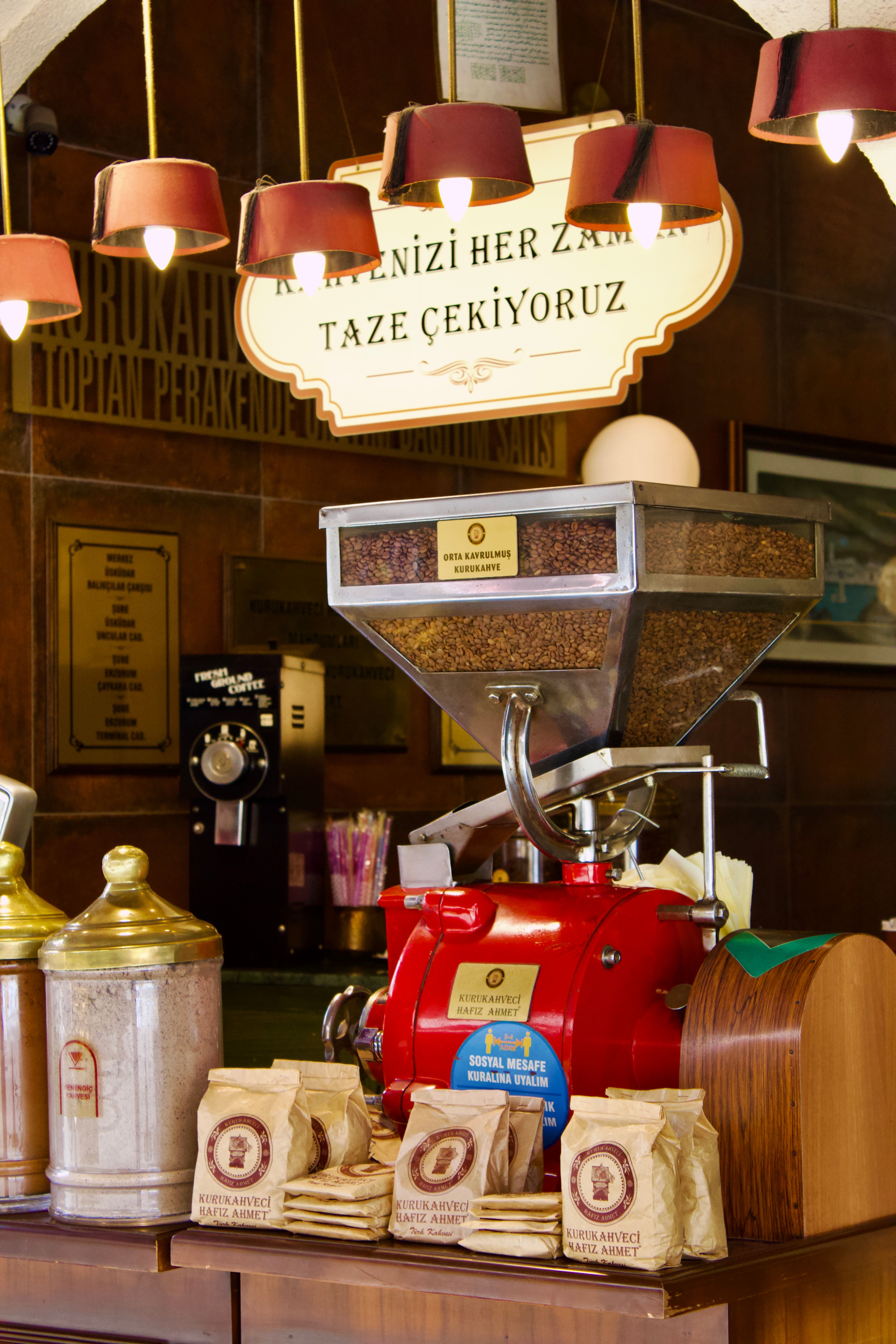 Warm traditional Turkish coffee shop interior