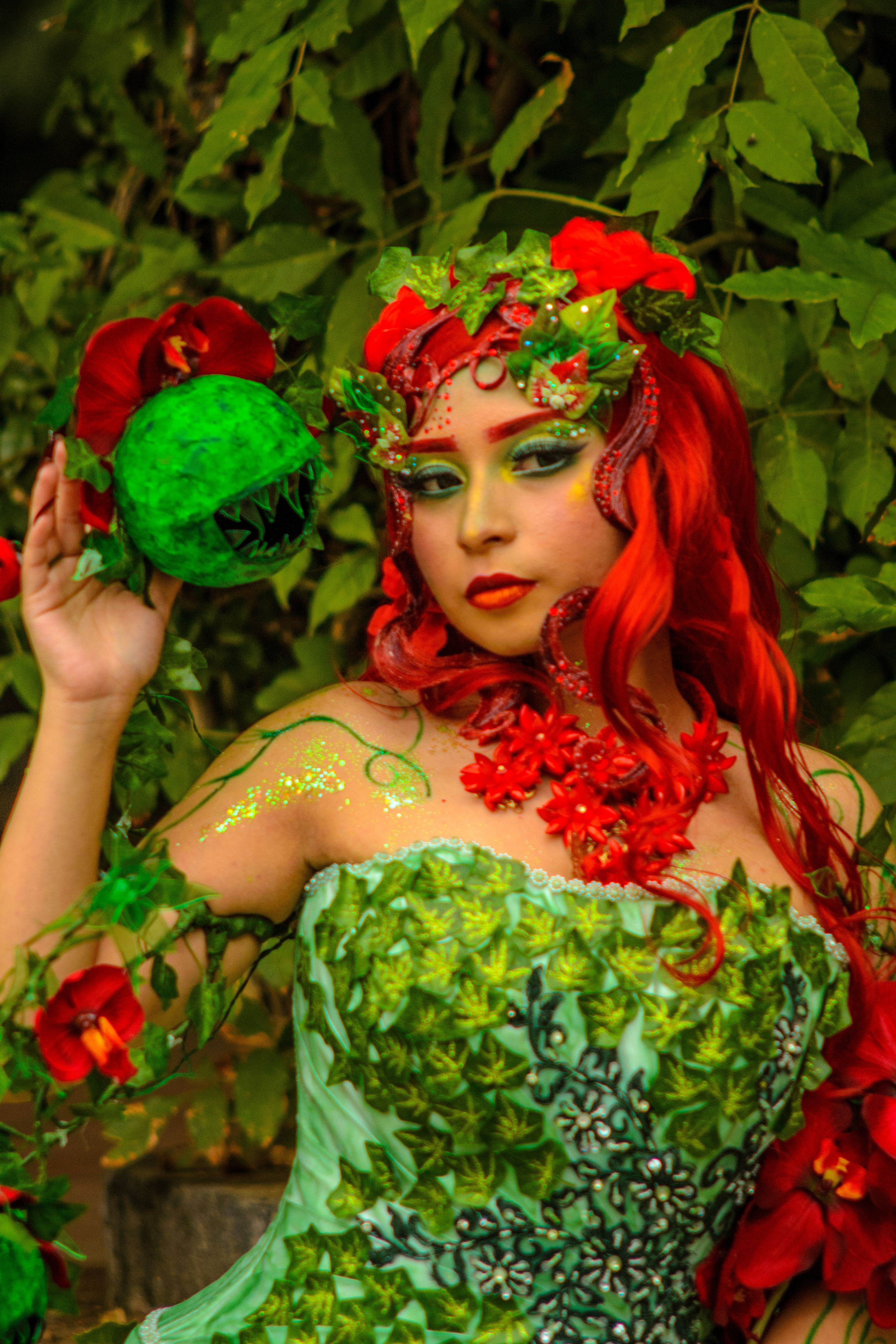 Vibrant Cosplay Portrait in Greenery · Free Stock Photo