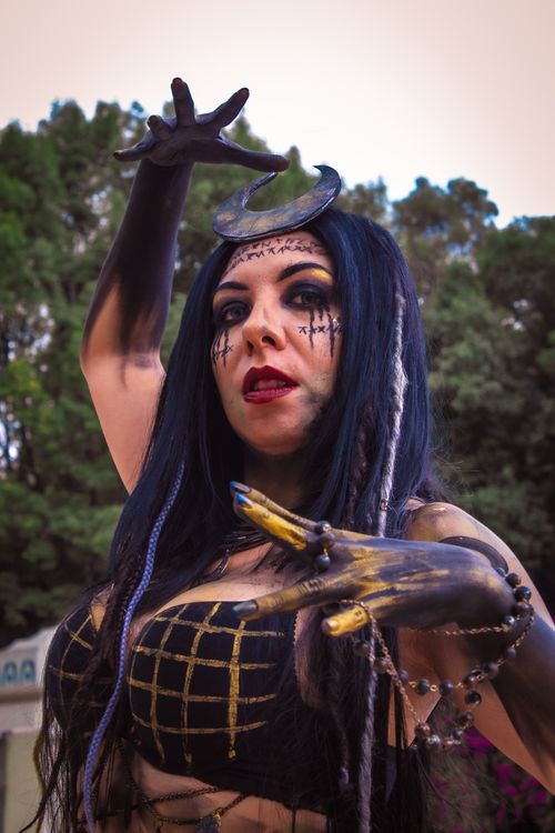 Free A dramatic cosplay portrait with mystical makeup and costume in Ciudad de México. Stock Photo