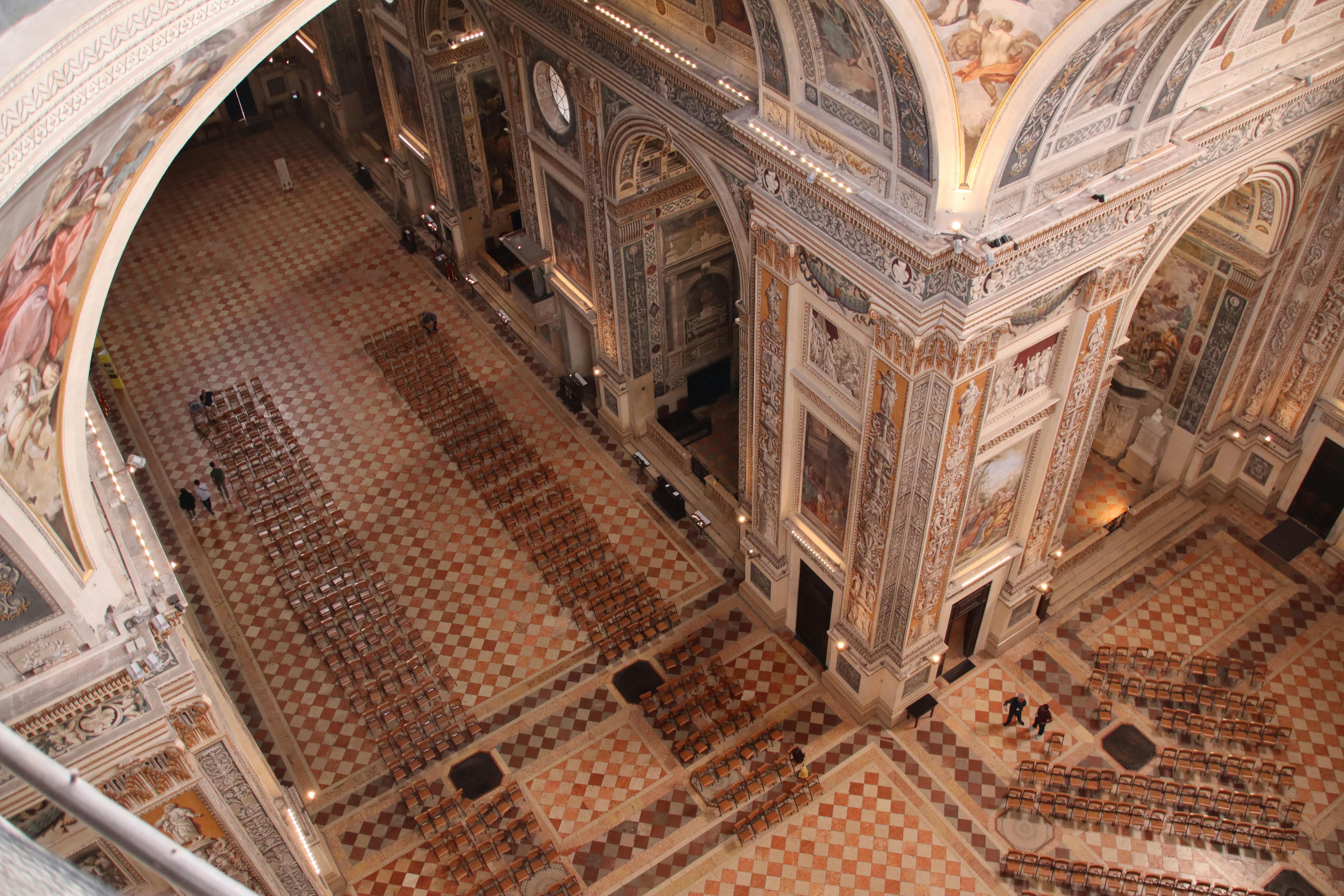 christian entrepreneur A breathtaking aerial view of the ornate interior of St Andrews Basilica in Mantova, Italy