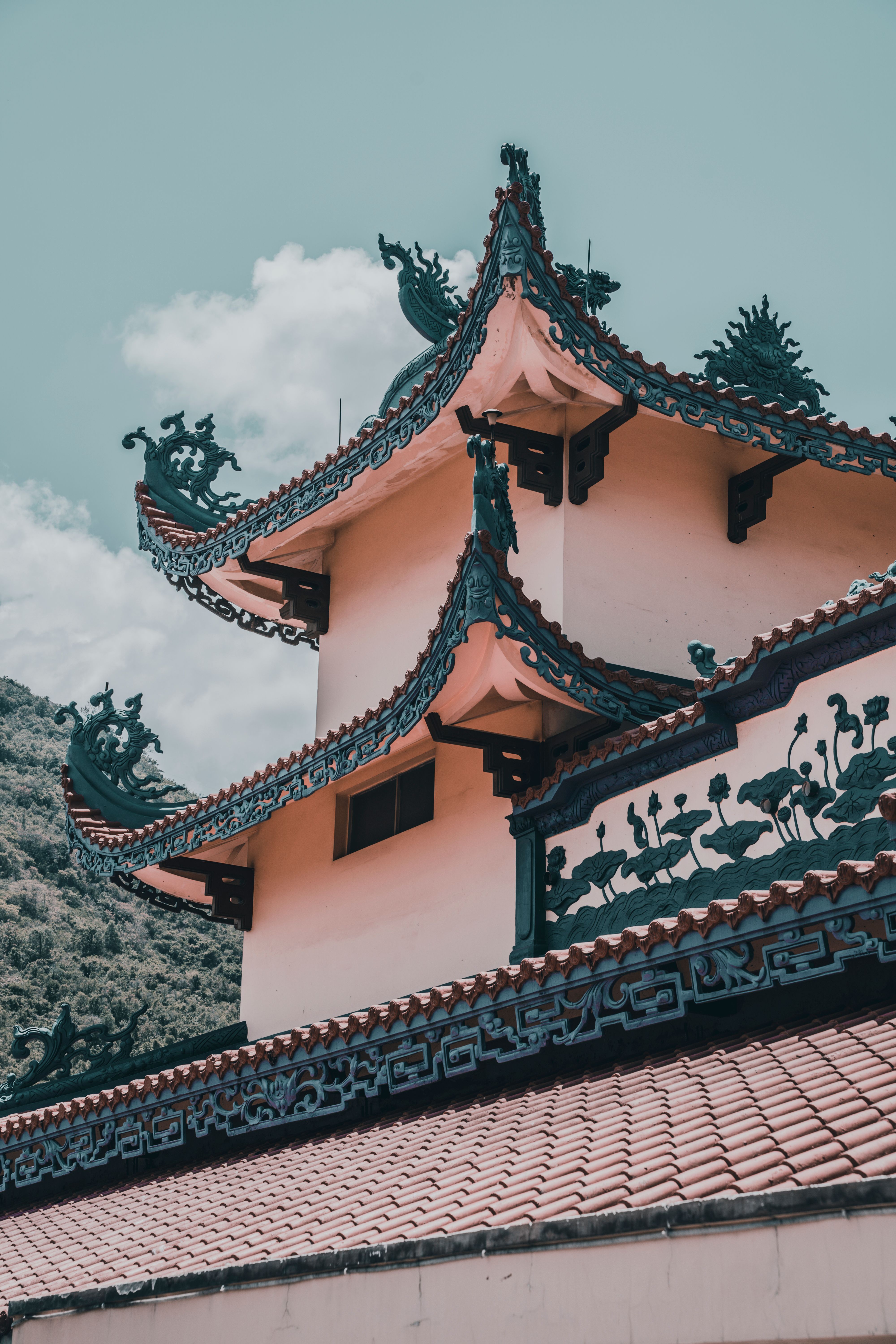 Red and Black Temple Surrounded by Trees Photo · Free Stock Photo