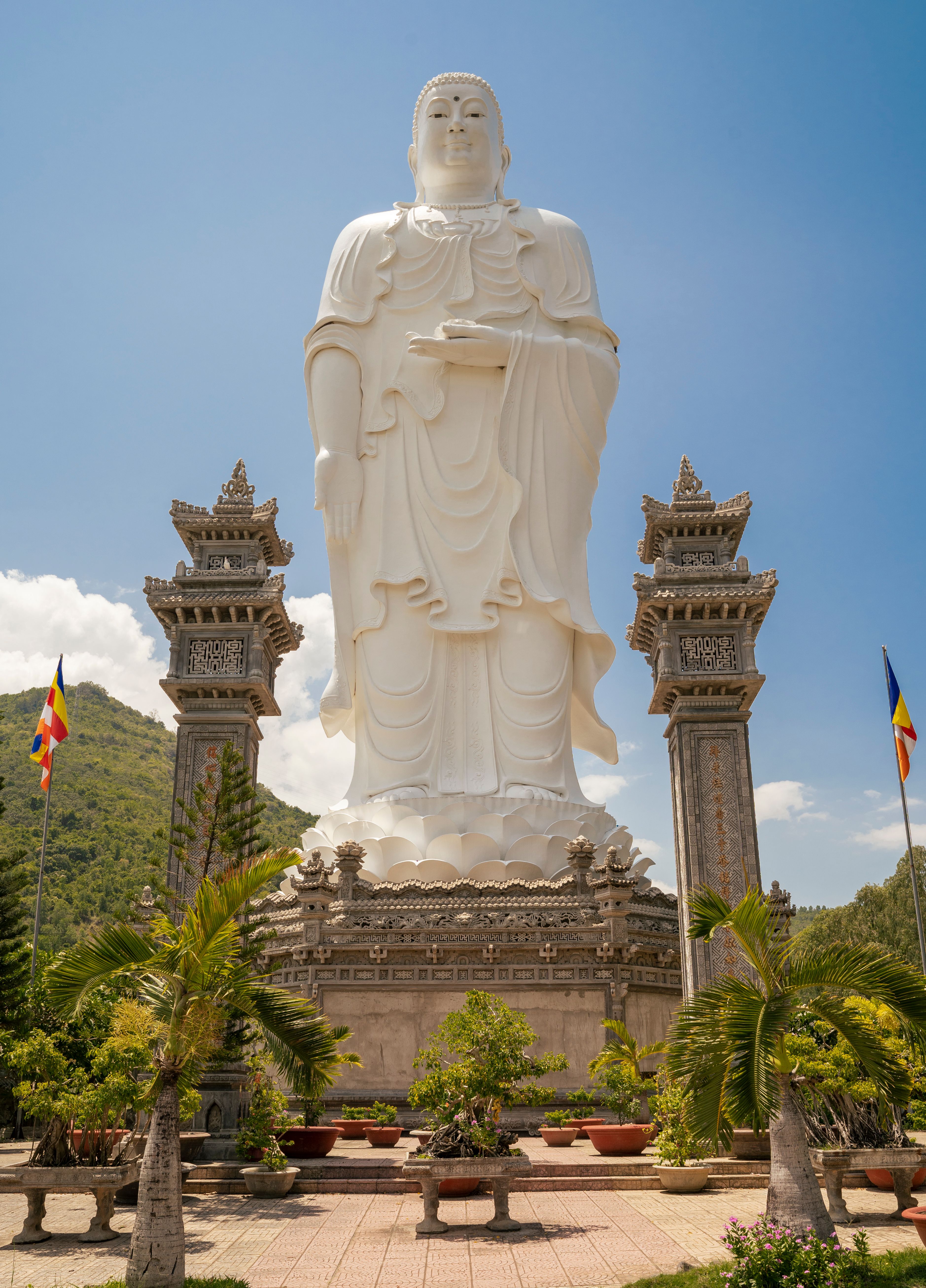 Impressive White Buddha Statue under Blue Sky · Free Stock Photo