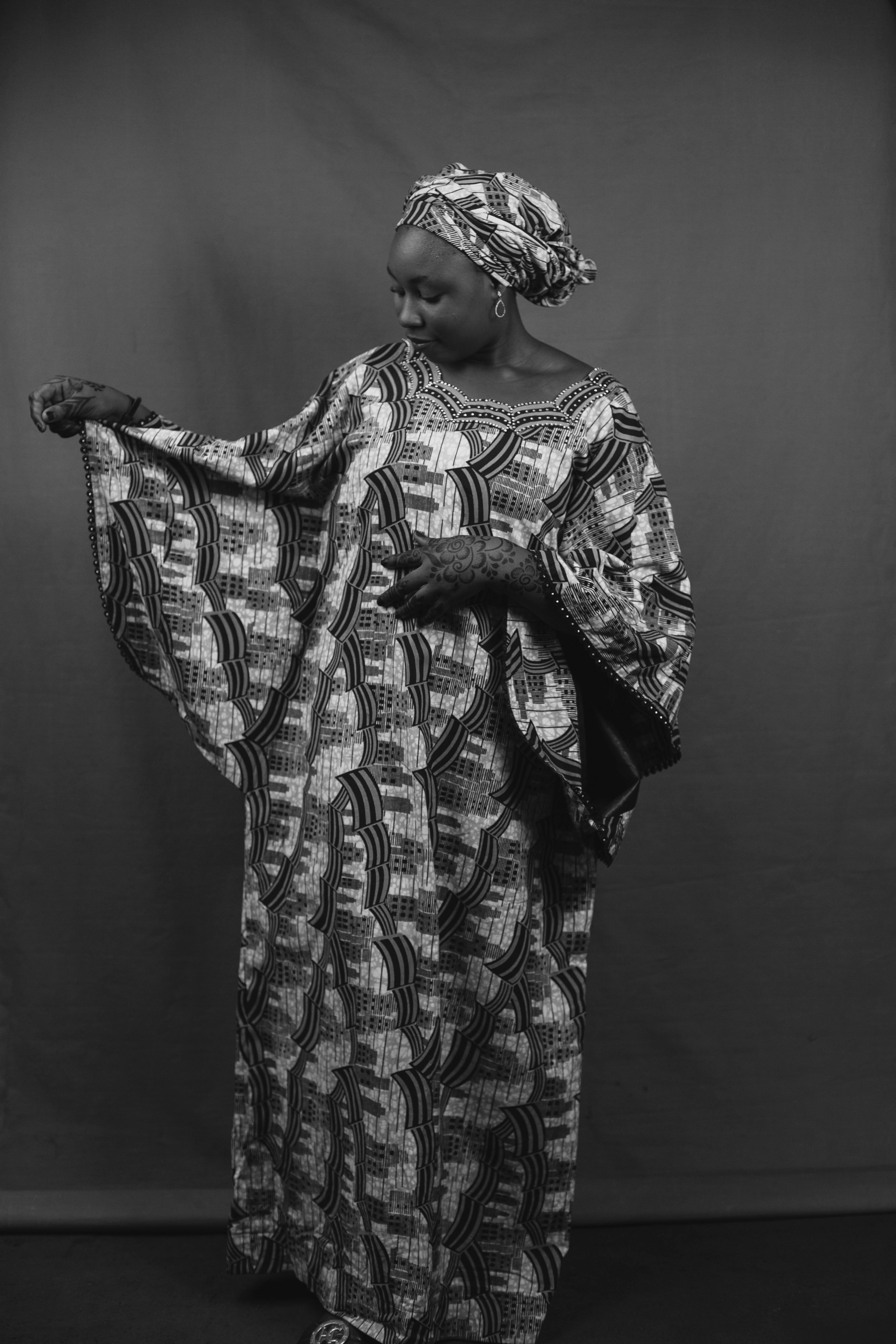 Elegant Cultural Dress Portrait in Black and White · Free Stock Photo