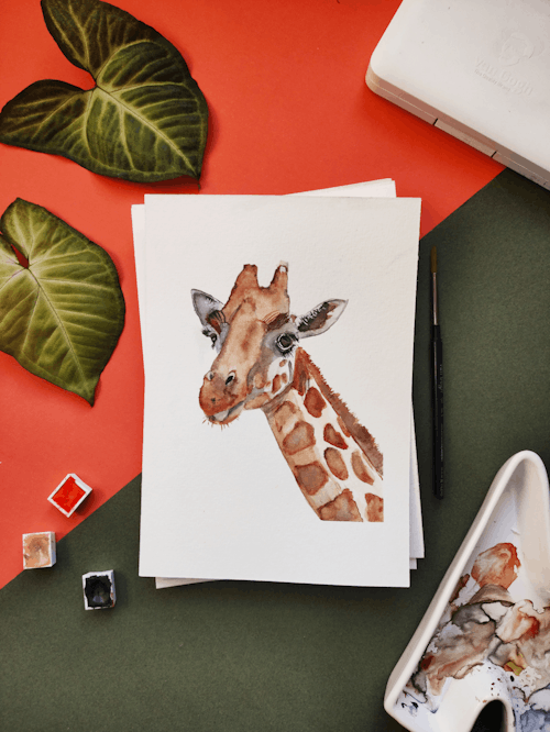 免费 长颈鹿的绘画 素材图片
