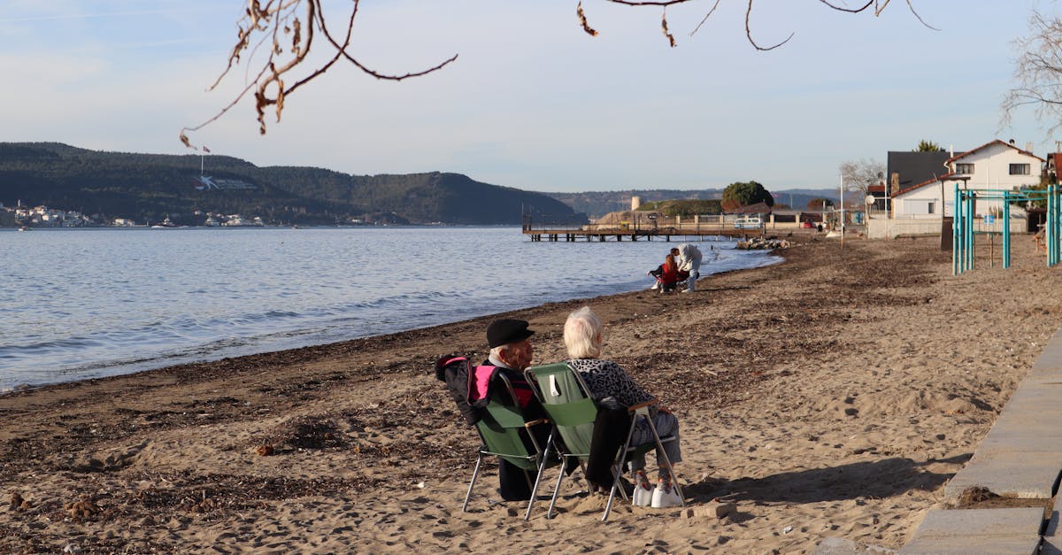 Retirement Beach Scene With Relaxed People Enjoying Leisure Time