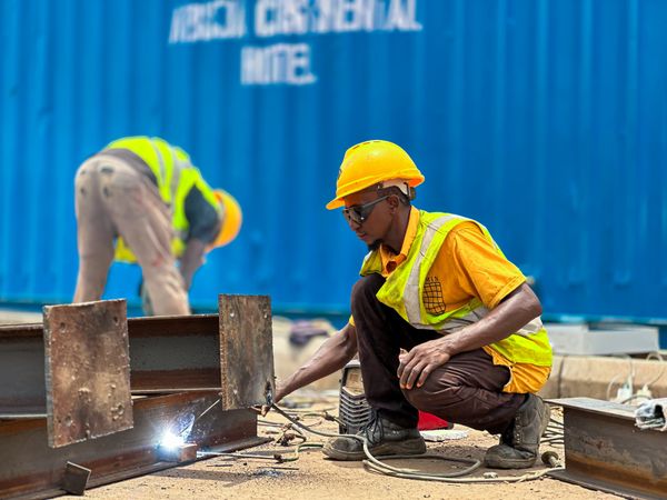 Structural steel welding on site