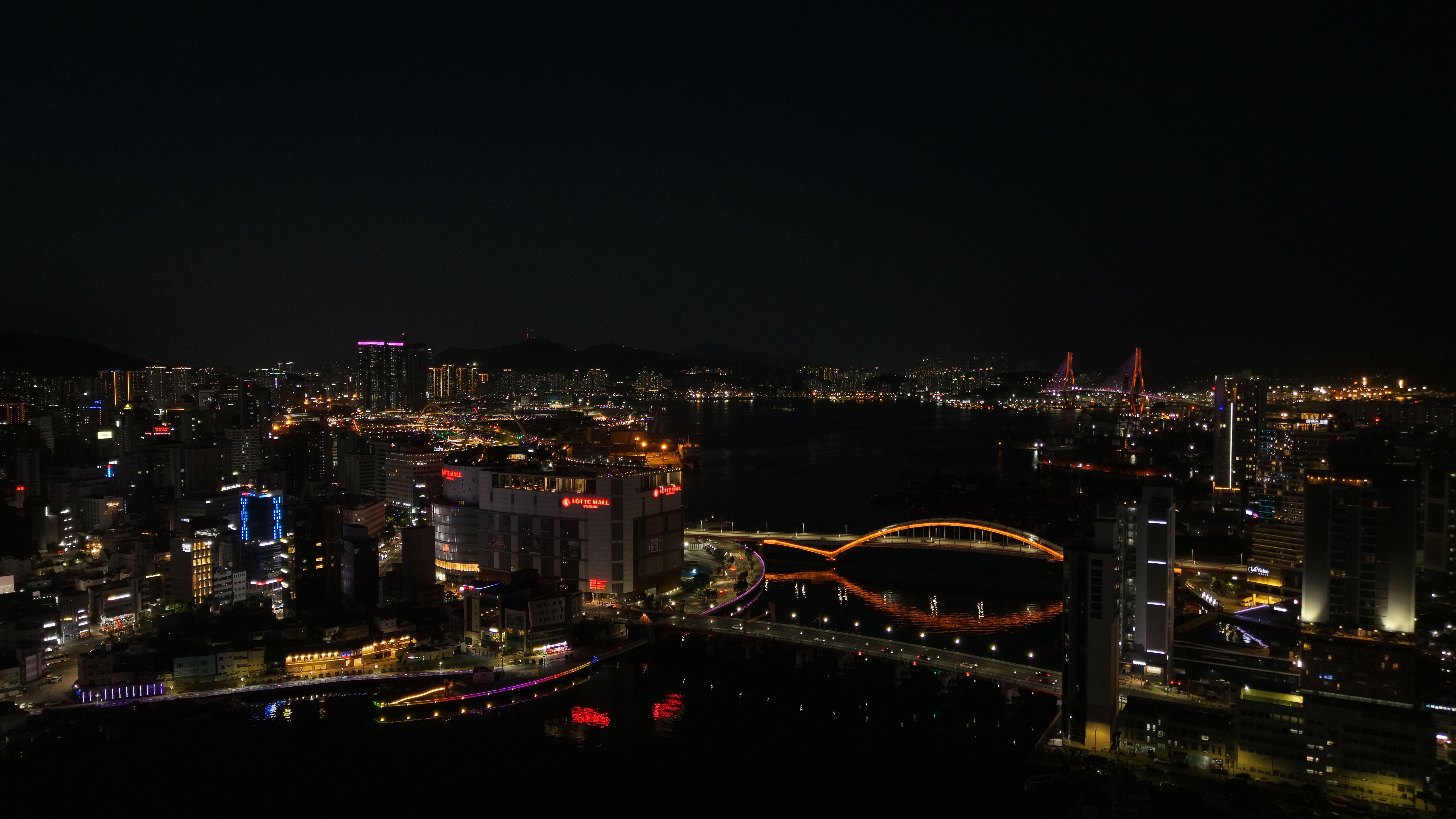 Night View of Busan City Skyline with Bridge · Free Stock Photo