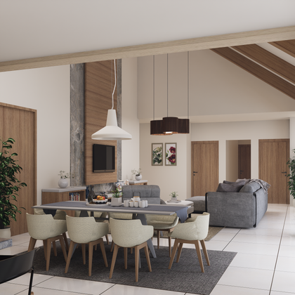 Modern dining room with wood detailing, by The Ghazi on Pexels