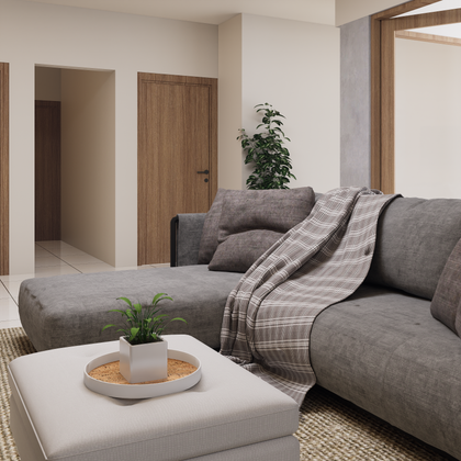 Living room with a minimalist sofa, by The Ghazi on Pexels