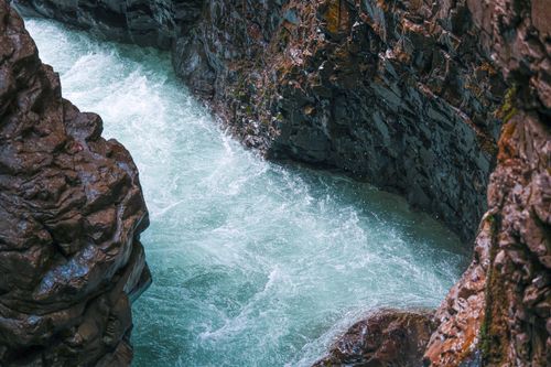 Free Explore the breathtaking canyon with turquoise rapids and steep rocky cliffs in Oberstdorf, Germany. Stock Photo