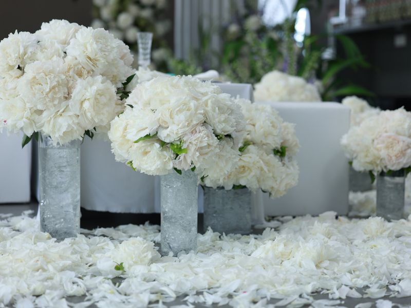 White peony arrangements for a wedding