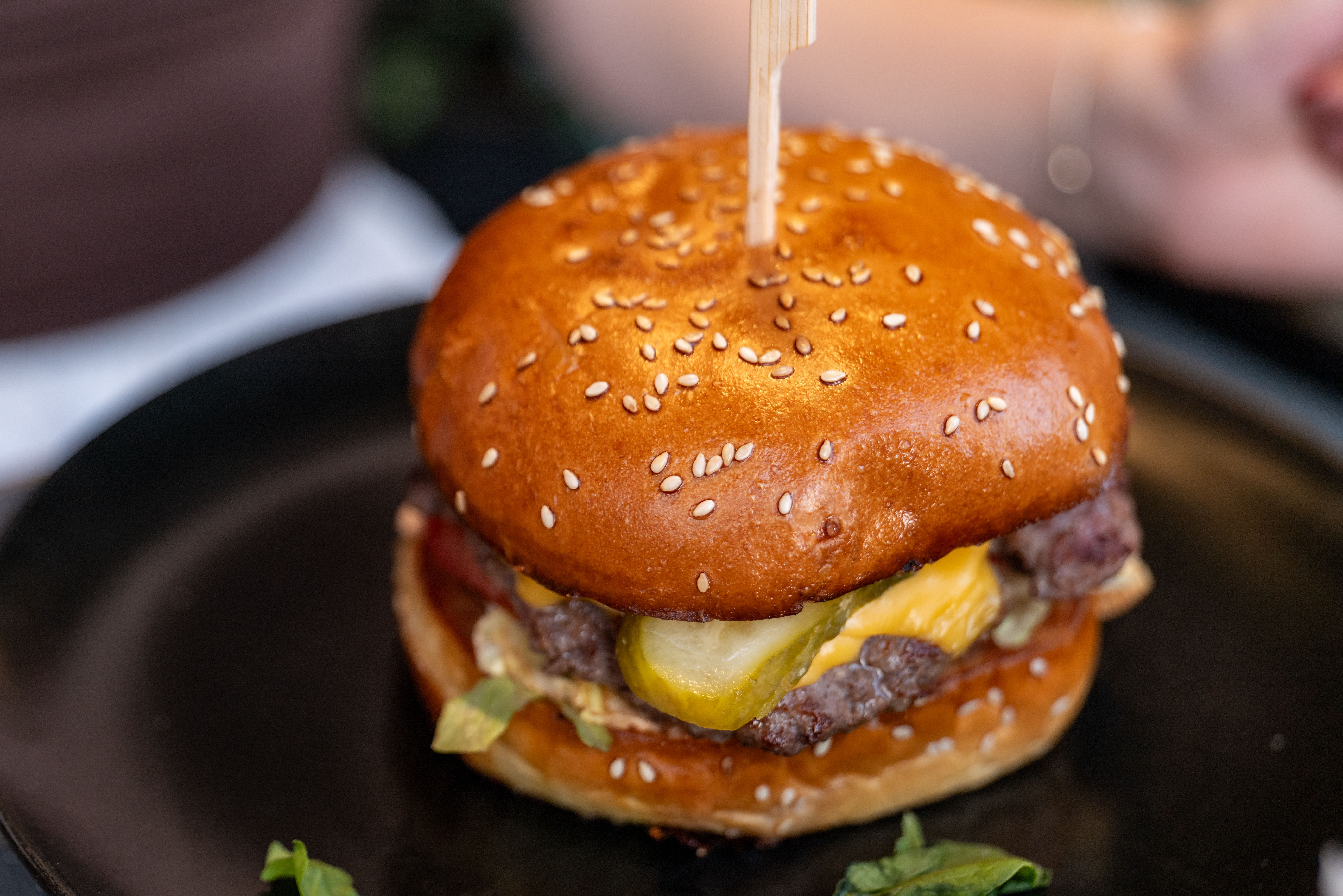Double Burger with Quick Pickles