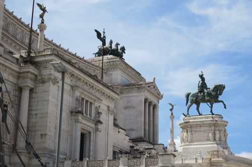 Free Stunning architectural details of Altare della Patria in Rome captured on a sunny day. Stock Photo