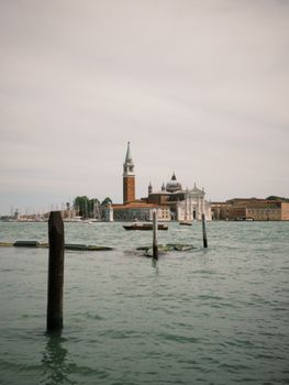 Gorgeous view of San Giorgio Maggiore island from the Venetian lagoon, capturing classic architecture and serene waters.