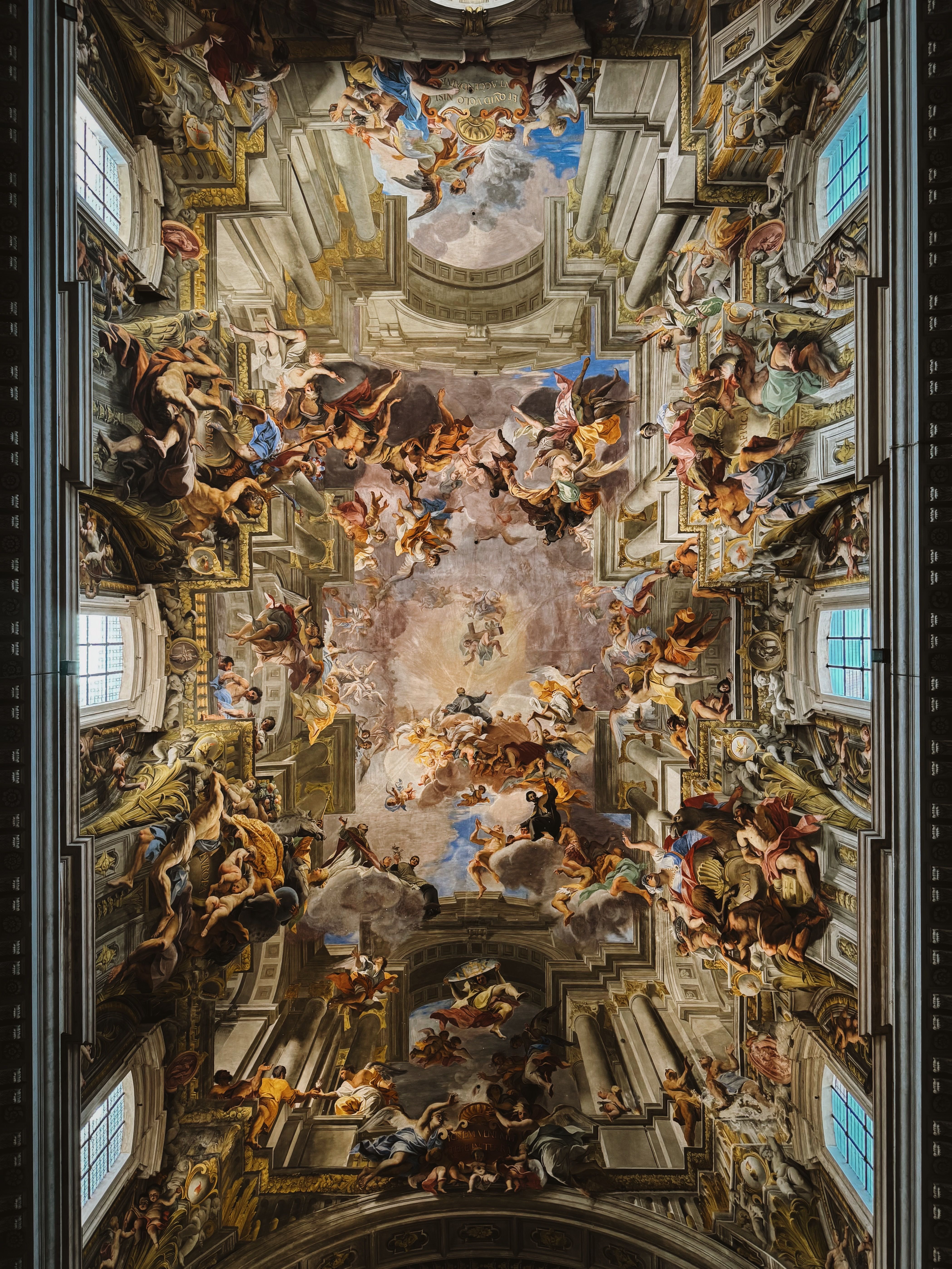 Stunning Ceiling Fresco in Roman Church Interior · Free Stock Photo