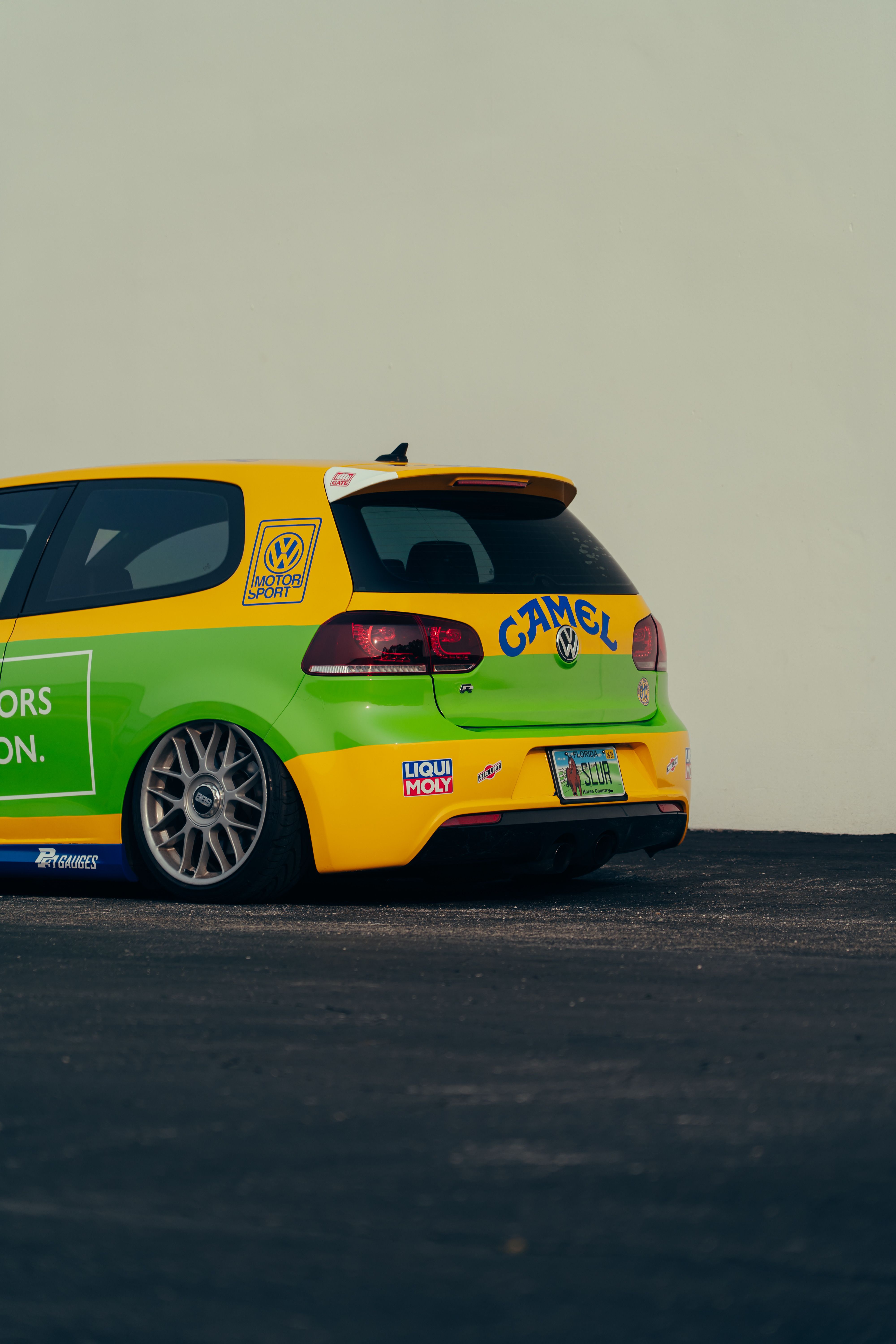 Professionally wrapped car with color-change vinyl wrap