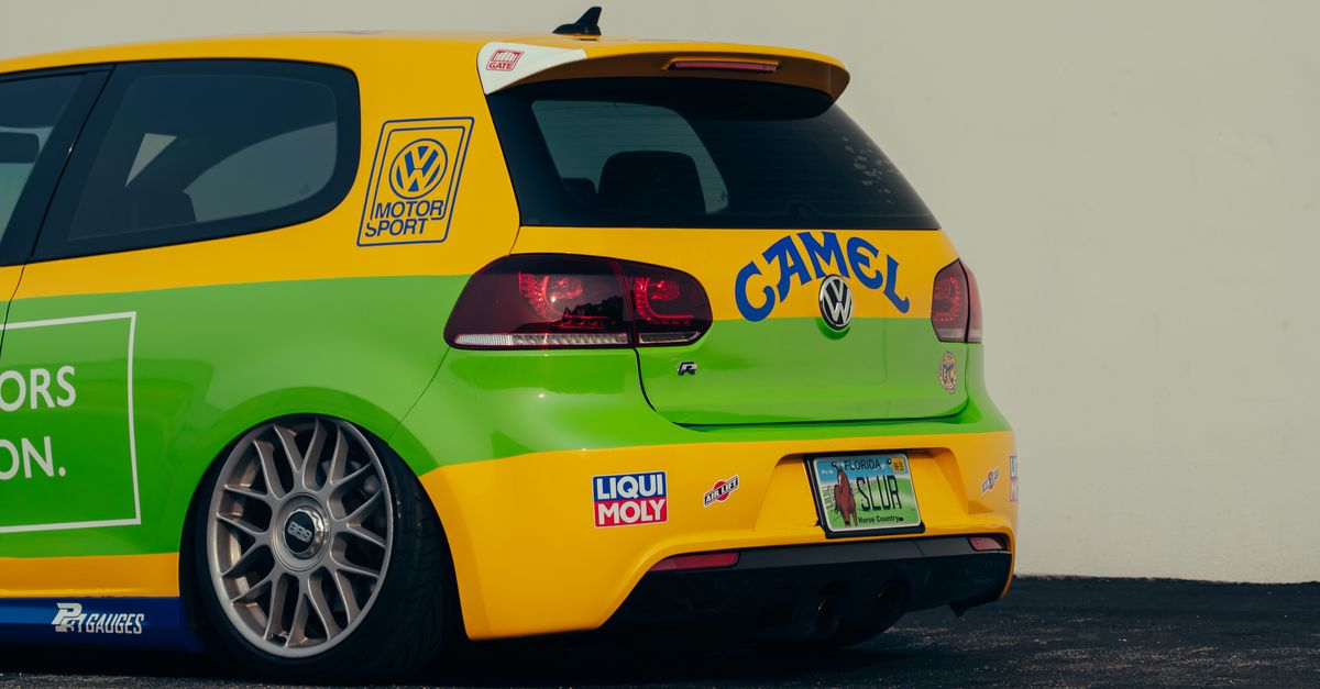 Professionally wrapped car with color-change vinyl wrap
