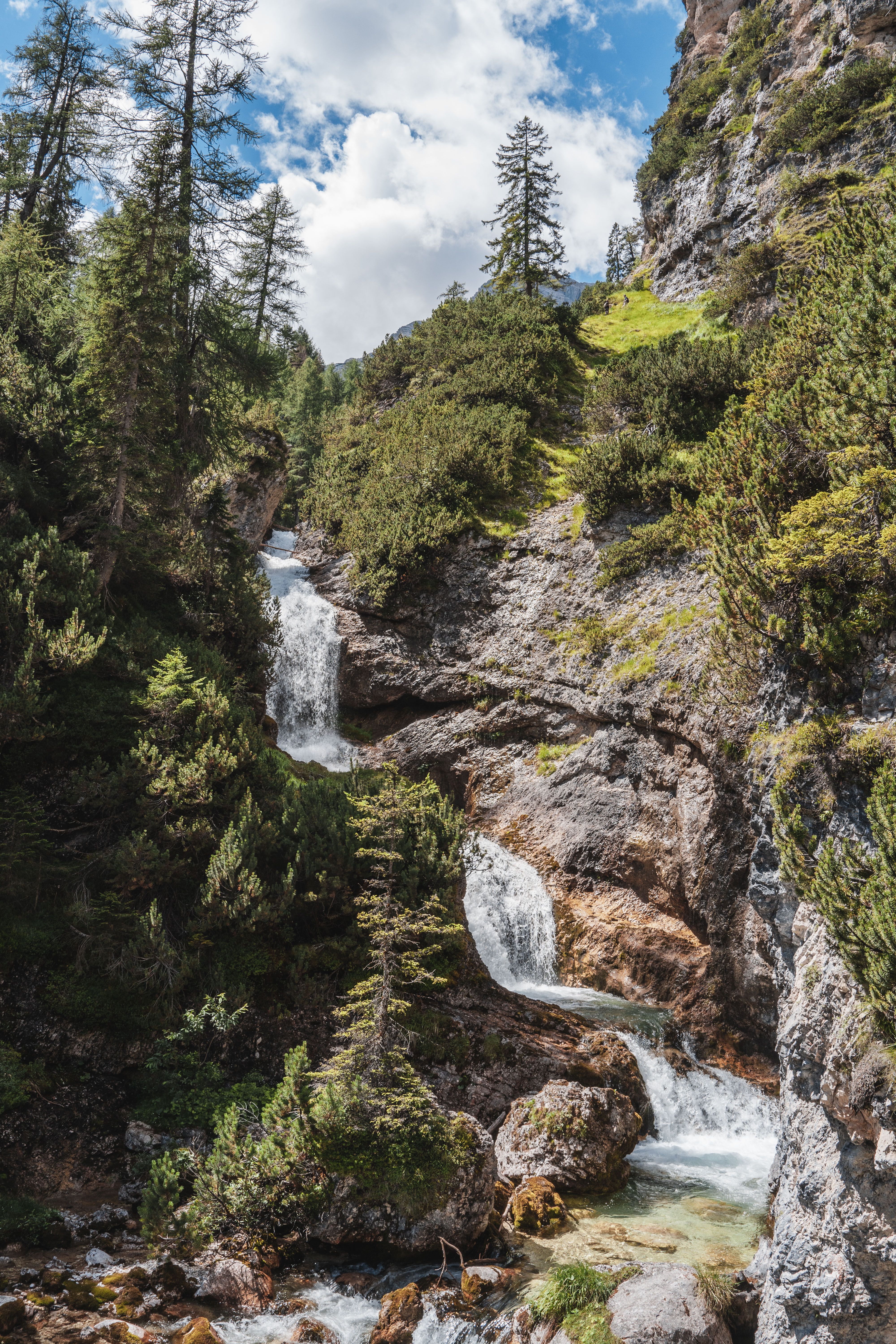 Scenic Alpine Waterfall in Mountain Landscape · Free Stock Photo