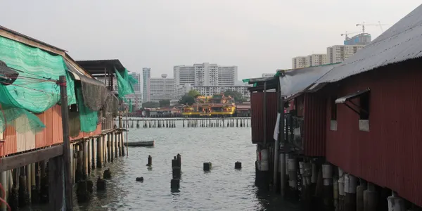 Détail d'une jetée en bois à Penang