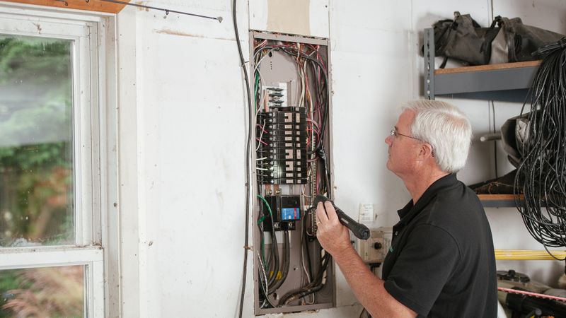 close up of an electrical panel with a new 60 amp circuit breaker installed for an ev charger