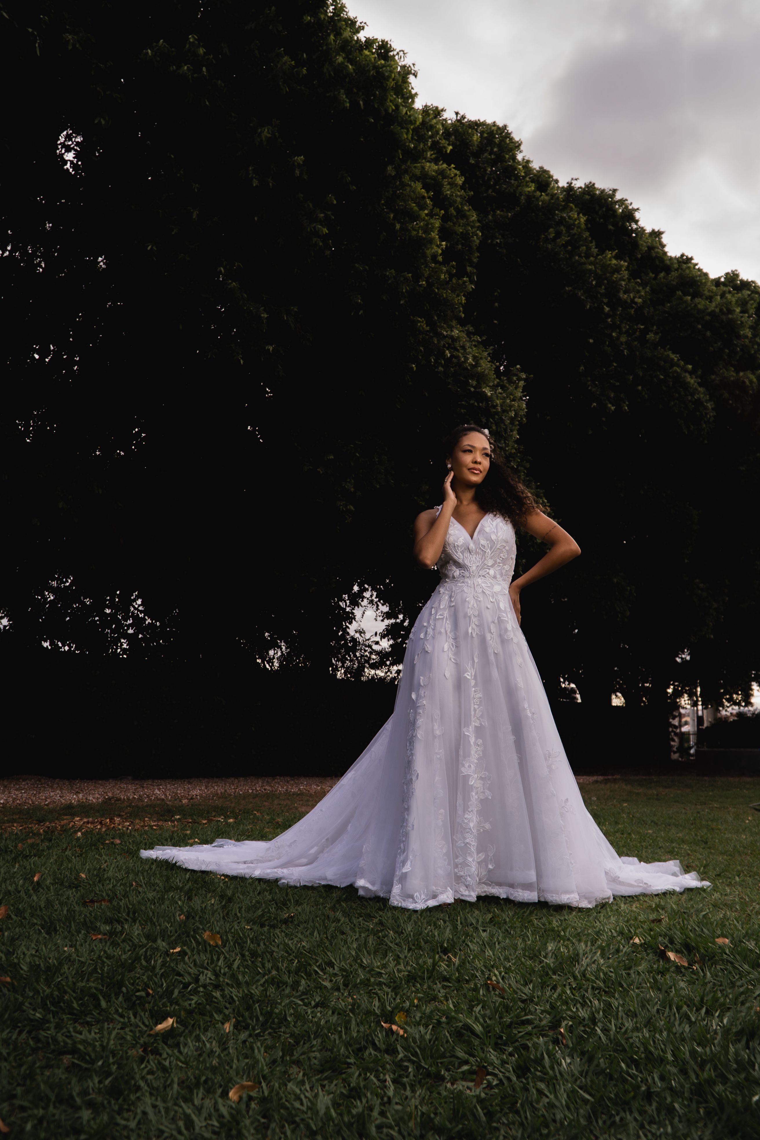 white gown