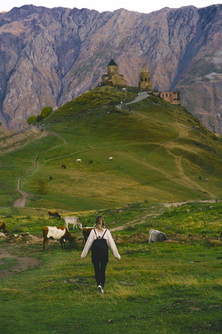 Photo Of Person Walking On Grass Field