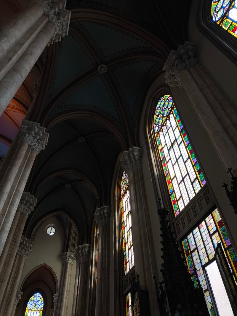 Gothic Cathedral Arched Ceiling with Blue Vaults · Free Stock Photo