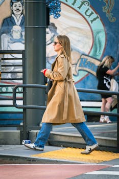 Urban Woman crossing the road 