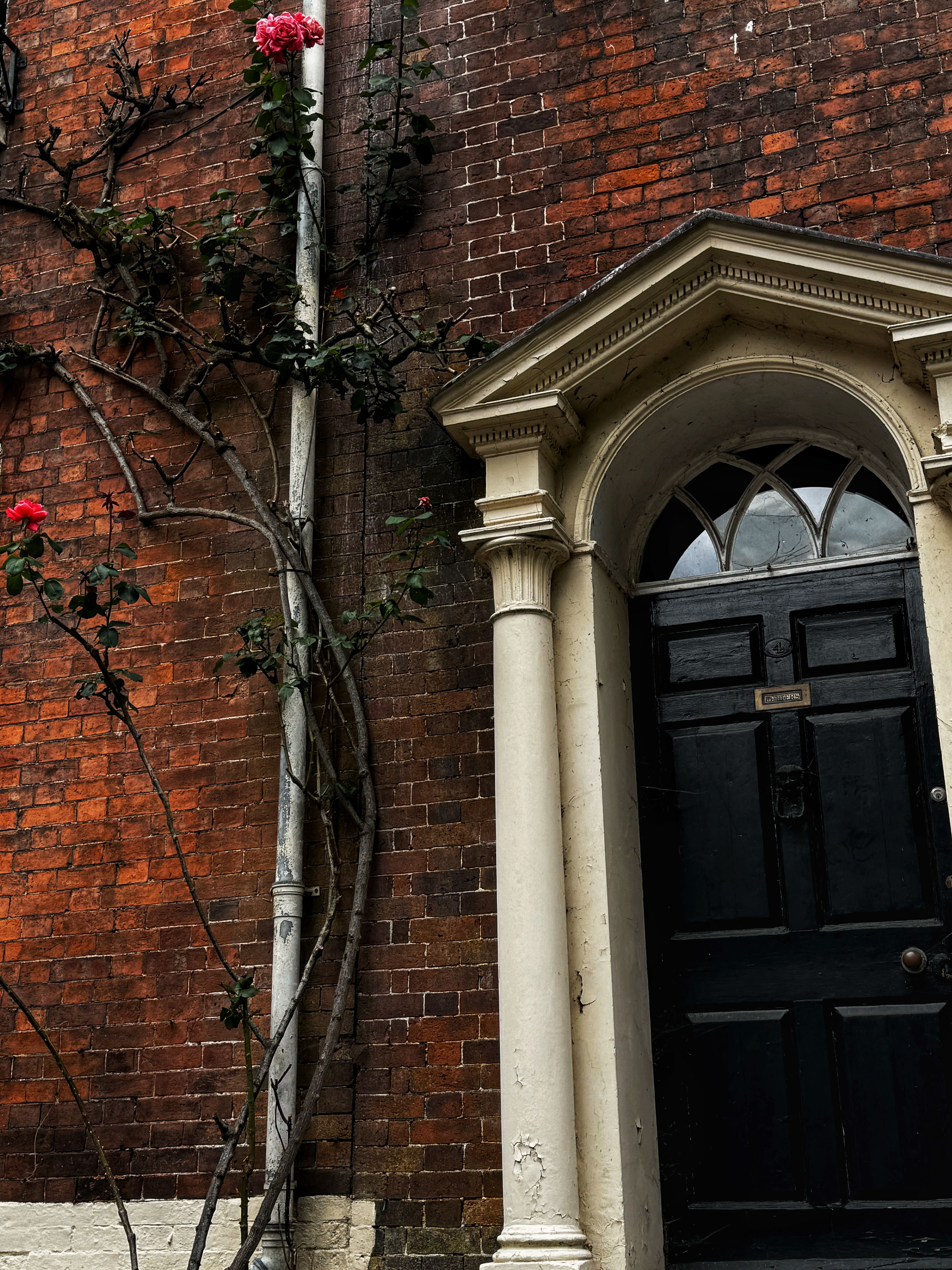 Historic Brick Building with Climbing Roses · Free Stock Photo