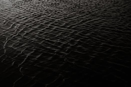 Moody dark ocean with rippling textures and subtle wave patterns.