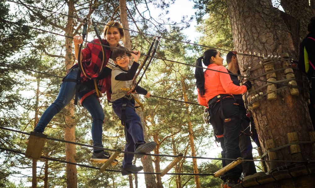 Kids on adventure course