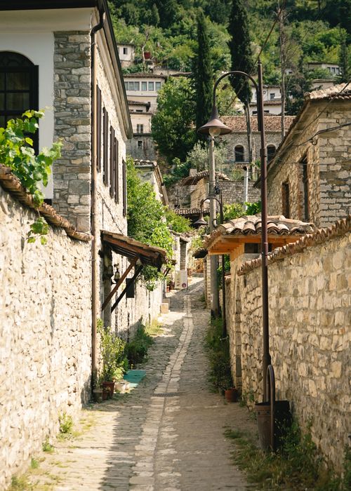 Free Explore the historic stone architecture of Berat, Albania's charming streets. Stock Photo