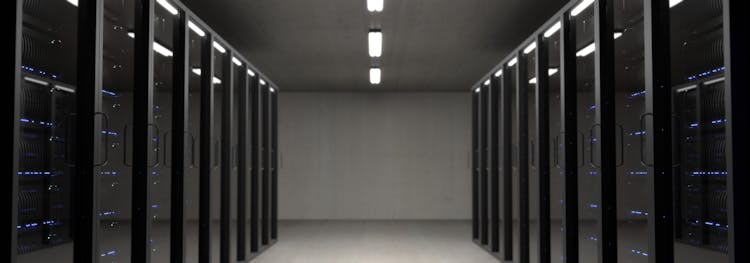 Black Server Racks On A Room 