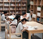 Students Studying in a Library Setting