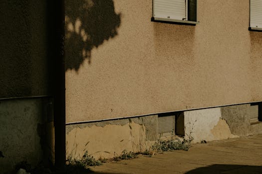 Captivating urban shadow play on a historic building wall in Kassel, Germany.