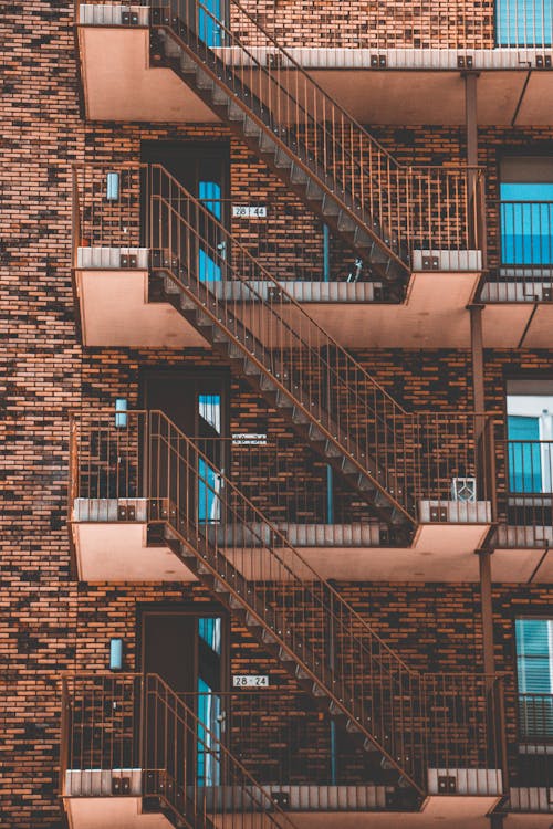 Free Brown Metal Emergency Stairs Stock Photo